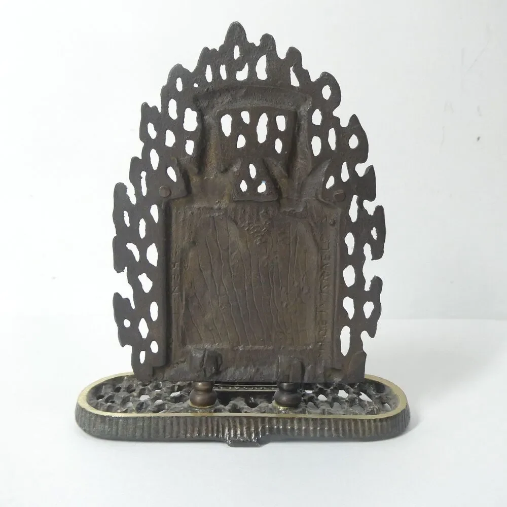 Jewish Brass & Enamel 10 Commandments Statue Vintage Judaica